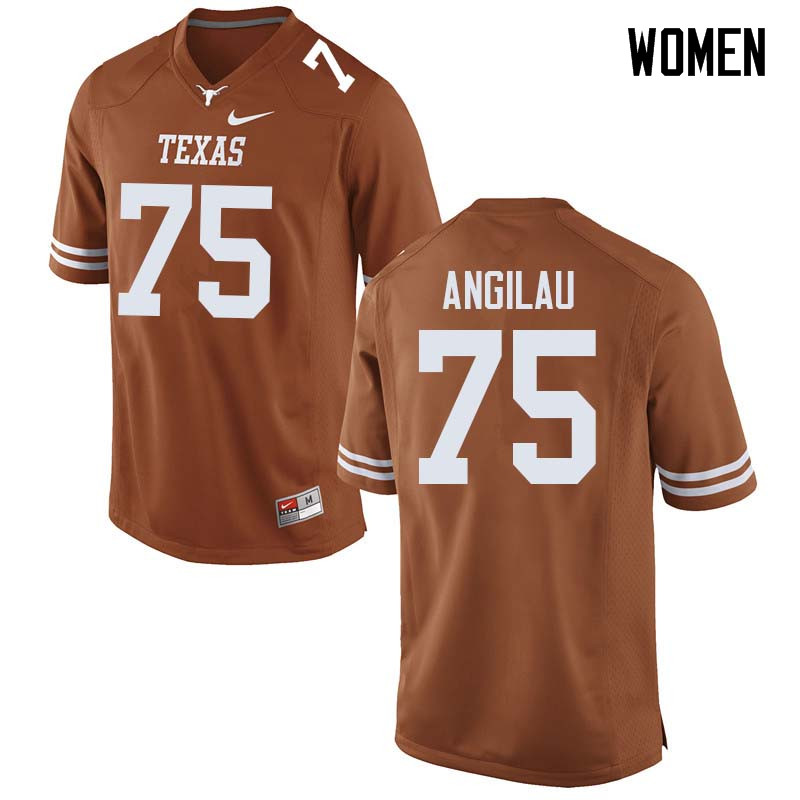 Women #75 Junior Angilau Texas Longhorns College Football Jerseys Sale-Orange